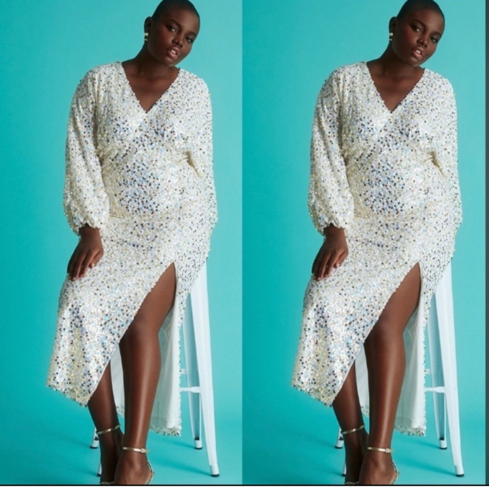 NWT Eloquii Sequin Duochrome Dolman Sleeve Plus Size 22 Dress